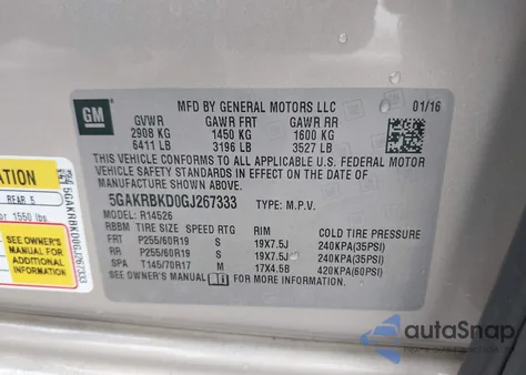 2016 Buick Enclave Leather из США, поврежденный, VIN 5GAKRBKD0GJ267333